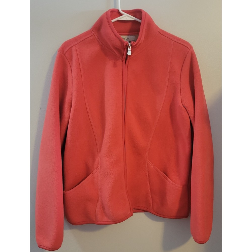 Au Lieu Coral Colored Fleece Jacket Womens Size XL